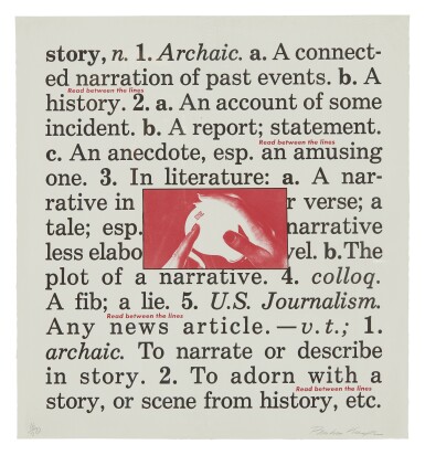 View full screen - View 1 of Lot 500. BARBARA KRUGER | UNTITLED (READ BETWEEN THE LINES).