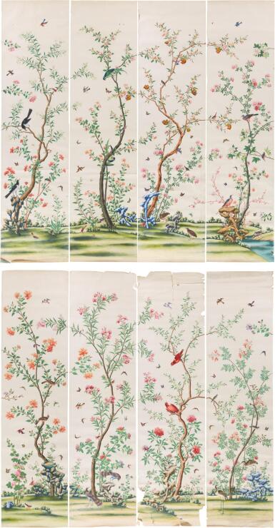 View full screen - View 1 of Lot 23. A SUITE OF TWENTY-FOUR CHINESE-EXPORT WALLPAPER PANELS, CIRCA 1790-1810.