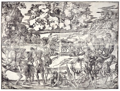 View full screen - View 1 of Lot 77. CIRCLE OF TIZIANO VECELLIO, CALLED TITIAN | THE CONVERSION OF SAINT PAUL (ROSAND & MURARO 16).