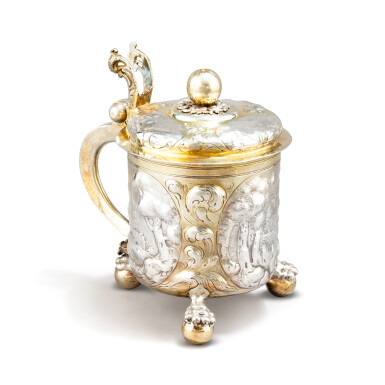 View full screen - View 1 of Lot 218. A German parcel-gilt silver tankard, Hans Nicolaus Müllner, Nurnberg, circa 1660.