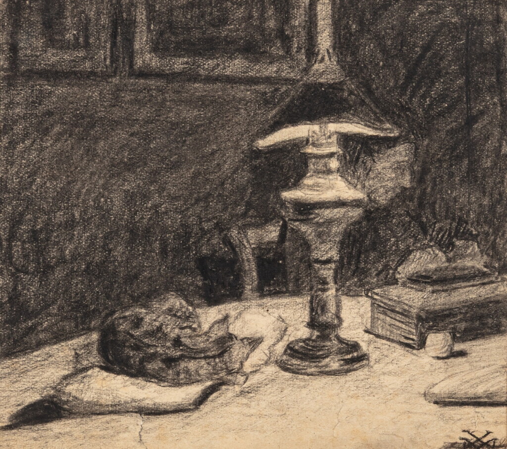 View full screen - View 1 of Lot 159. Cat under the lamp; Sketches of cats .