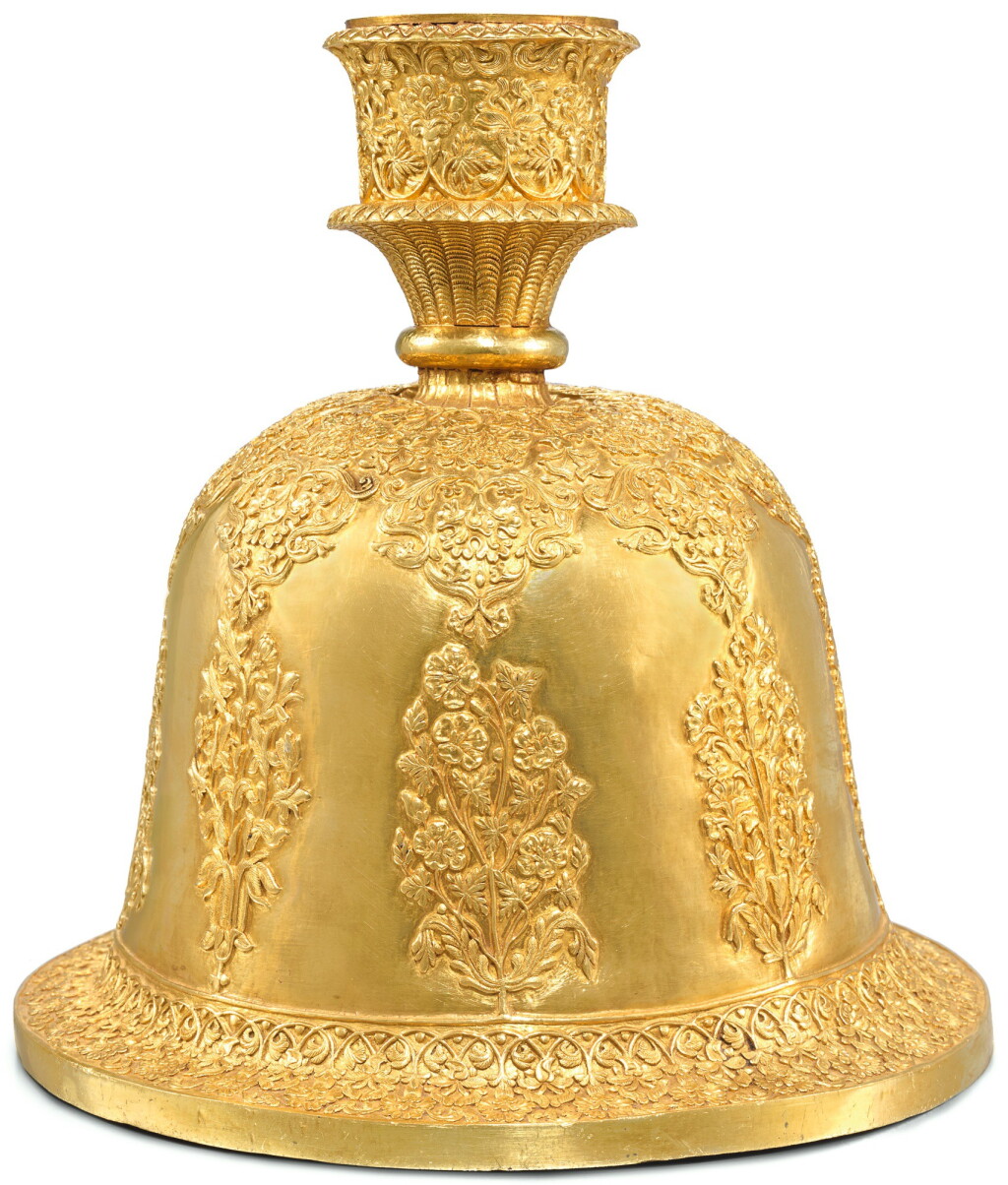 View full screen - View 1 of Lot 234. A GOLD HUQQA BASE, NORTH INDIA, PROBABLY KUTCH, DATED 3 BHADRA 94/AUGUST-SEPTEMBER 1751 OR 1851 AD.