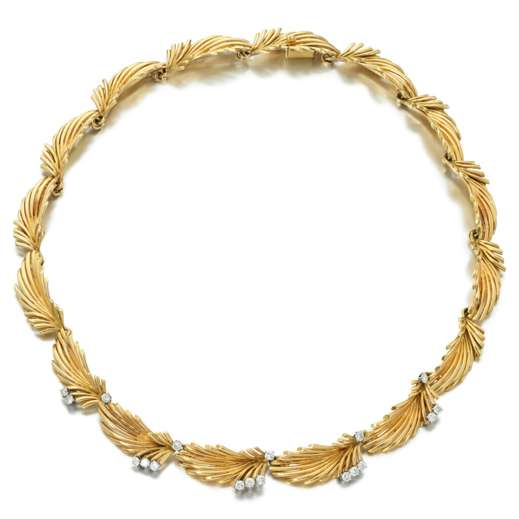 View full screen - View 1 of Lot 722. Gold and Diamond Necklace.