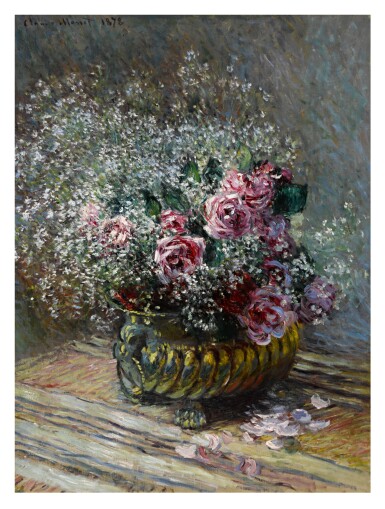 View full screen - View 1 of Lot 1007. Fleurs dans un pot (Roses et brouillard).