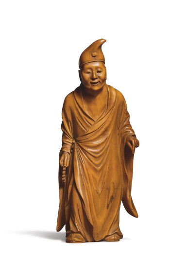 View full screen - View 1 of Lot 96. A CHINESE BOXWOOD CARVING OF THE BUDDHIST MONK JIGONG, QING DYNASTY, 18TH / 19TH CENTURY.