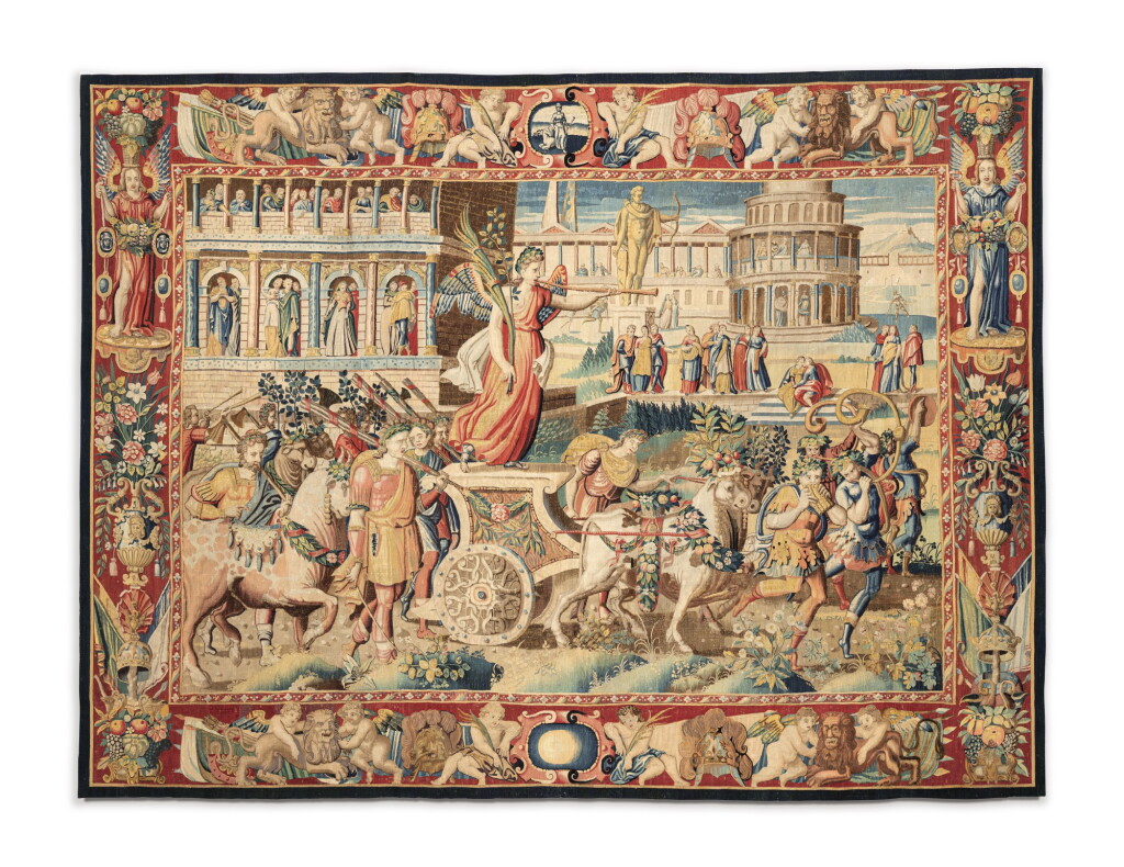 View full screen - View 1 of Lot 107. A FLEMISH TAPESTRY FROM THE SERIES 'THE STORY OF JULIUS CAESAR", BRUGES, LATE 16TH CENTURY | TAPISSERIE FLAMANDE DE LA TENTURE "L'HISTOIRE DE CÉSAR", BRUGES, FIN DU XVIE SIÈCLE.