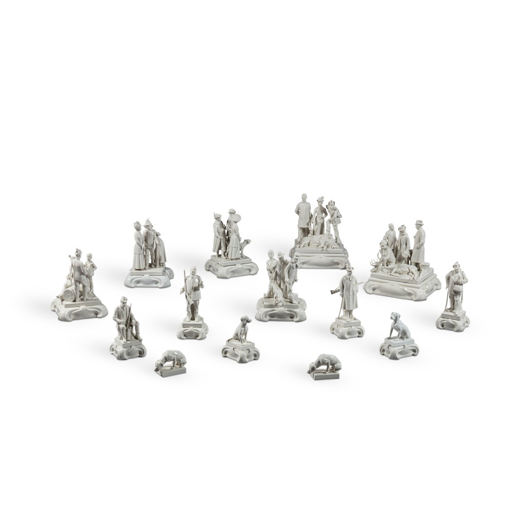 View full screen - View 1 of Lot 589. A rare German white porcelain 'Schwarzburger Jagdtafelschmuck', after models by Otto Thiem (1876 - 1956) Schwarzburger Werkstaetten für Porzellankunst, 1910-1912.
