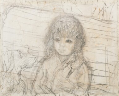 View full screen - View 1 of Lot 161. Isabelle Lecomte du Nouy avec le chien de l'artiste au Canet.