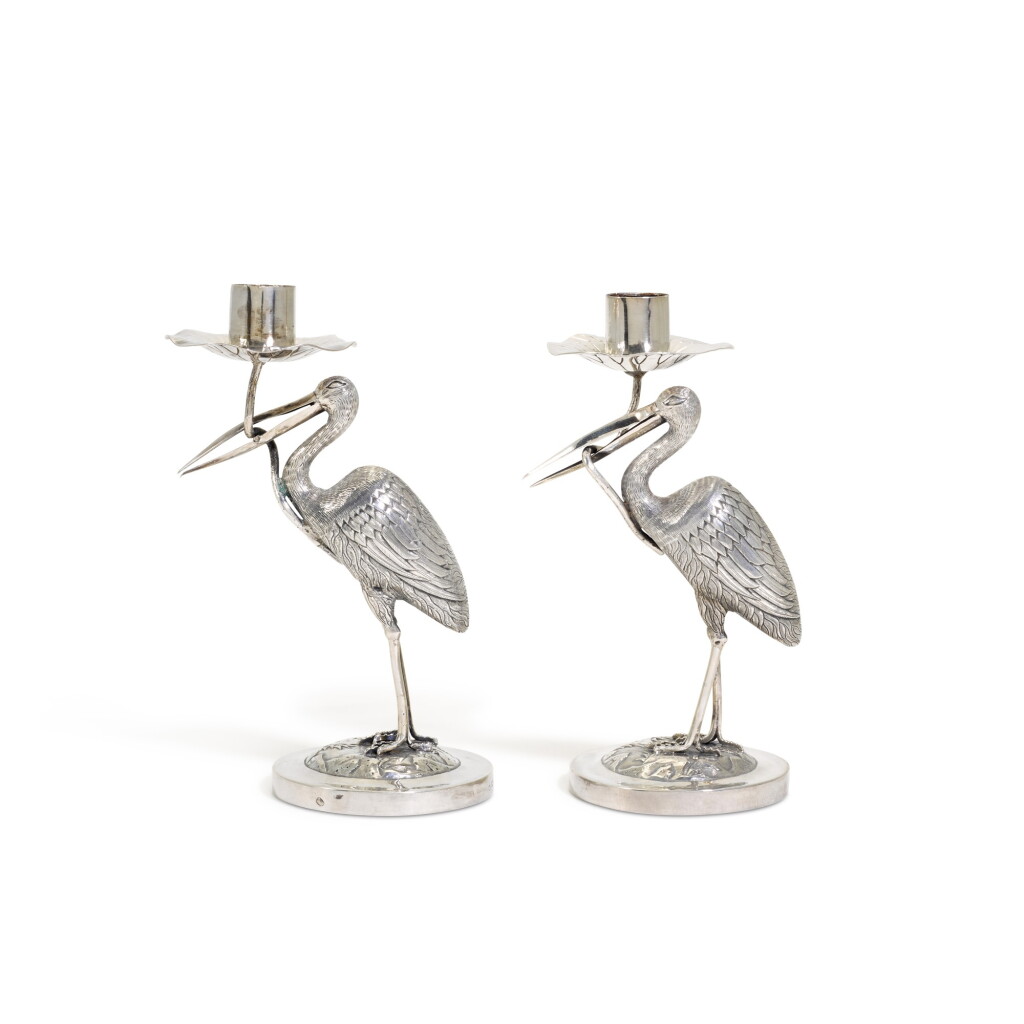 View full screen - View 1 of Lot 132. A pair of Chinese silver candlesticks, Wang Hing, Canton and Shanghai, circa 1900.