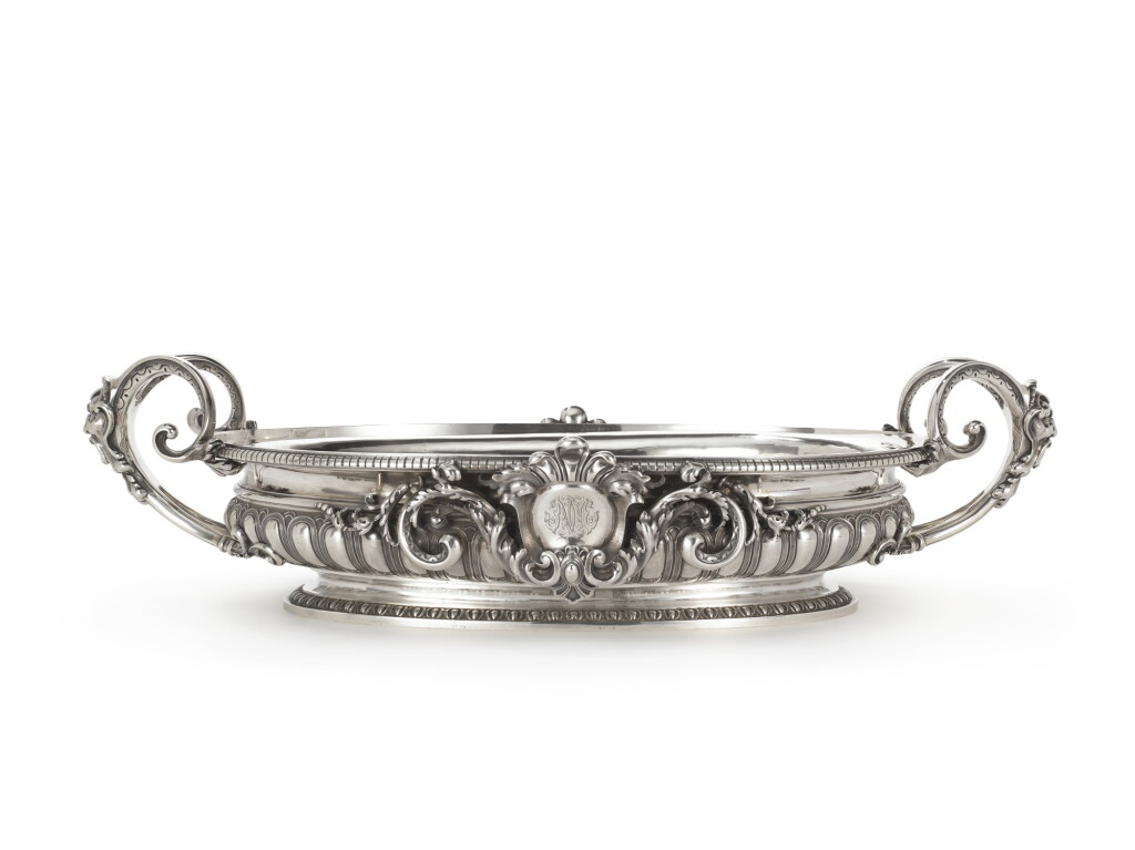 View full screen - View 1 of Lot 345. A LARGE FRENCH SILVER CENTERPIECE, GUSTAVE KELLER, PARIS, CIRCA 1900.