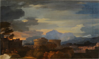 View full screen - View 1 of Lot 362. Classical Landscape with Two Towers.