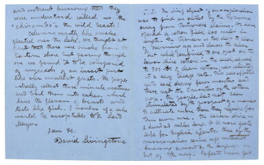 View full screen - View 1 of Lot 85. David Livingstone | Autograph letter signed, to Lord Palmerston, reporting on the Zambezi expedition, 12 November 1861.