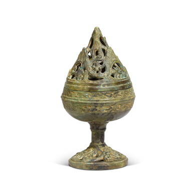 View full screen - View 1 of Lot 60. An archaic bronze censer and cover (Boshanlu), Han dynasty .