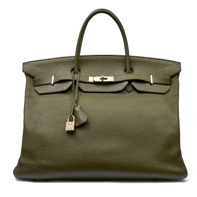 View full screen - View 1 of Lot 107. Vert Olive Togo Birkin 40 Palladium Hardware, 2007.
