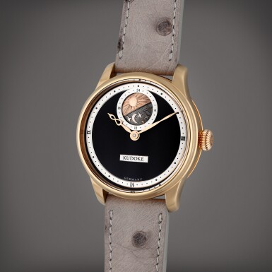 View full screen - View 1 of Lot 428. Reference Kudoke 2 | A pink gold wristwatch with Day/Night indication, Circa 2021.