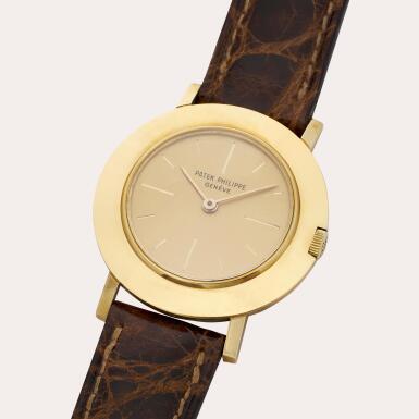 View full screen - View 1 of Lot 112. 'Disco Volante', Reference 2594 | A yellow gold wristwatch | Circa 1964.