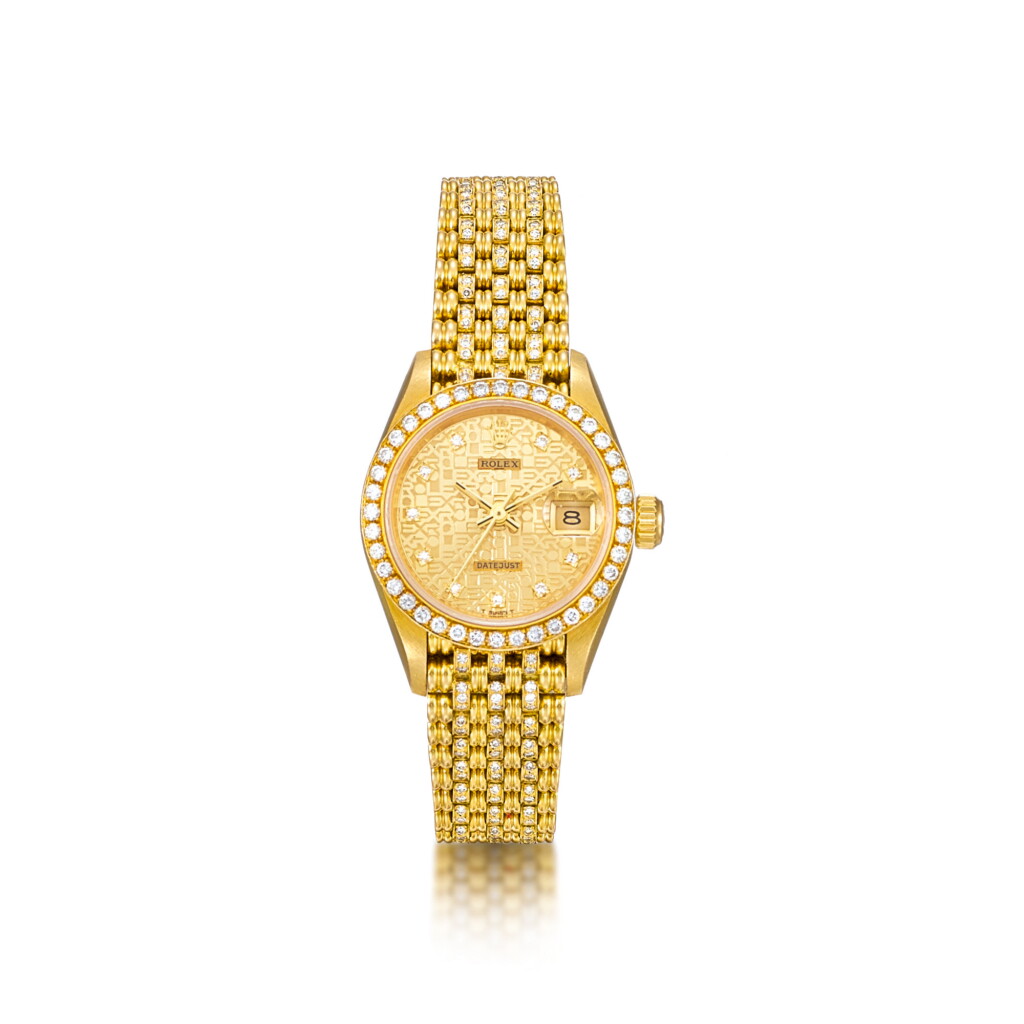 View full screen - View 1 of Lot 885. ROLEX | REF 69138, A YELLOW GOLD AND DIAMOND-SET WRISTWATCH WITH DATE AND BRACELET, CIRCA 1989 | 勞力士 | 69138型號黃金鑲鑽石鍊帶腕錶備日期顯示,年份約1989.