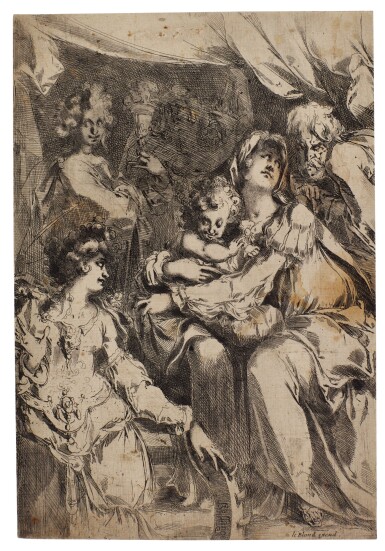 View full screen - View 1 of Lot 104. The Holy Family with Saint Catherine, Saint John the Evangelist and an Angel (Walch 15, Griffiths & Hartley 5).