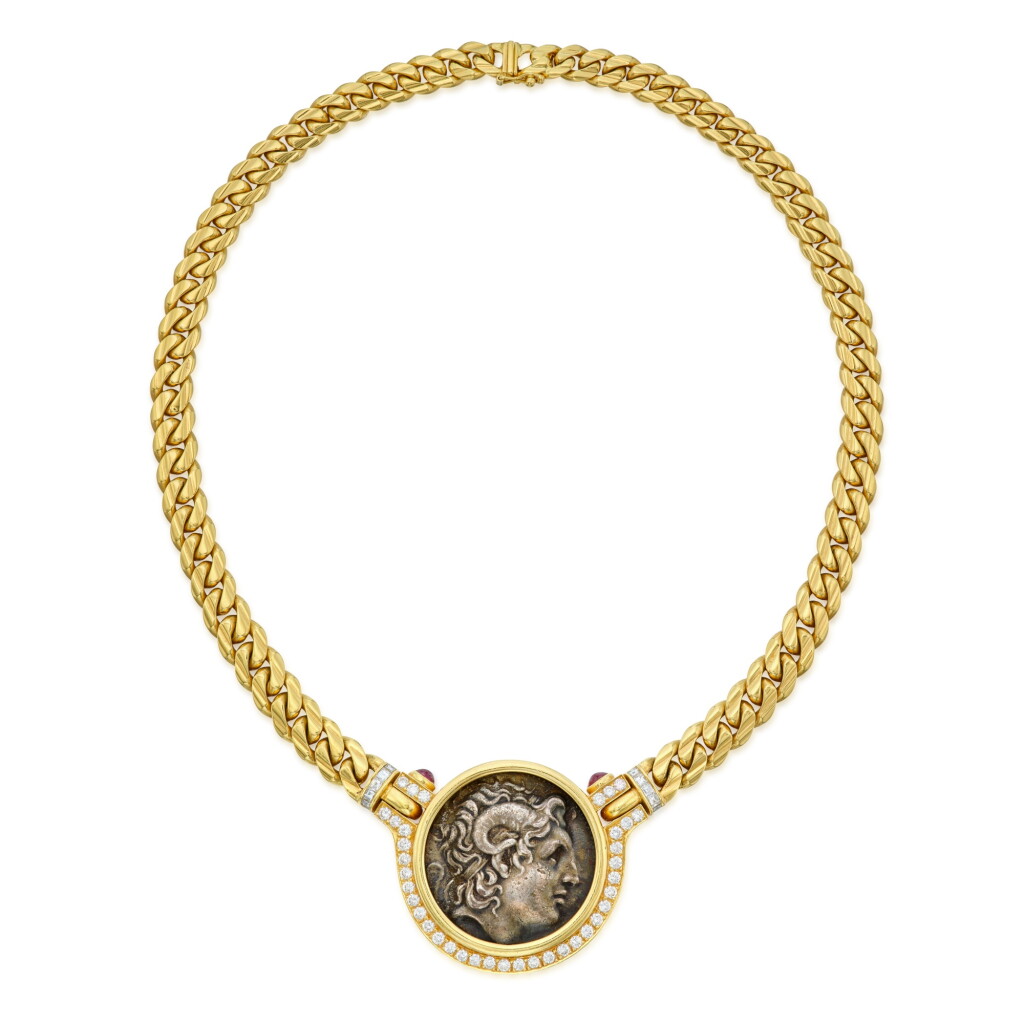 View full screen - View 1 of Lot 128. Gold, Ancient Coin, Ruby and Diamond 'Monete' Necklace.