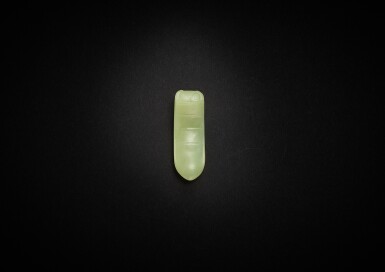 View full screen - View 1 of Lot 3769. A Hongshan type celadon jade 'pupa' pendant, Possibly Bronze Age, late 2nd millennium BC | 公元前二千年晚期 或青銅時代 紅山類型青玉蠶蛹形飾.