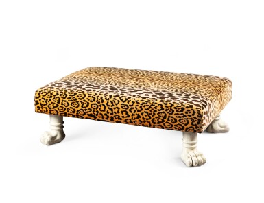 View full screen - View 1 of Lot 35. A modern lacquered cream wood bench .