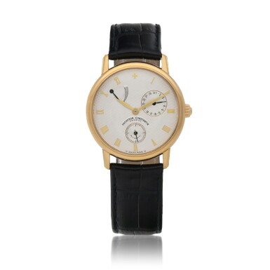 View full screen - View 1 of Lot 566. Patrimony, Ref. 47200 Yellow gold wristwatch with date and power reserve indication Circa 2000.
