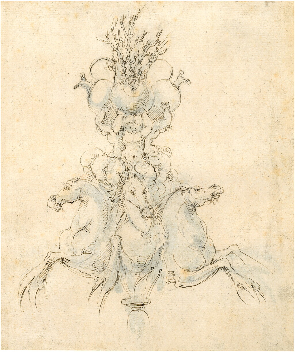 View full screen - View 1 of Lot 43. Study for a table ornament with putti riding hippocamps .