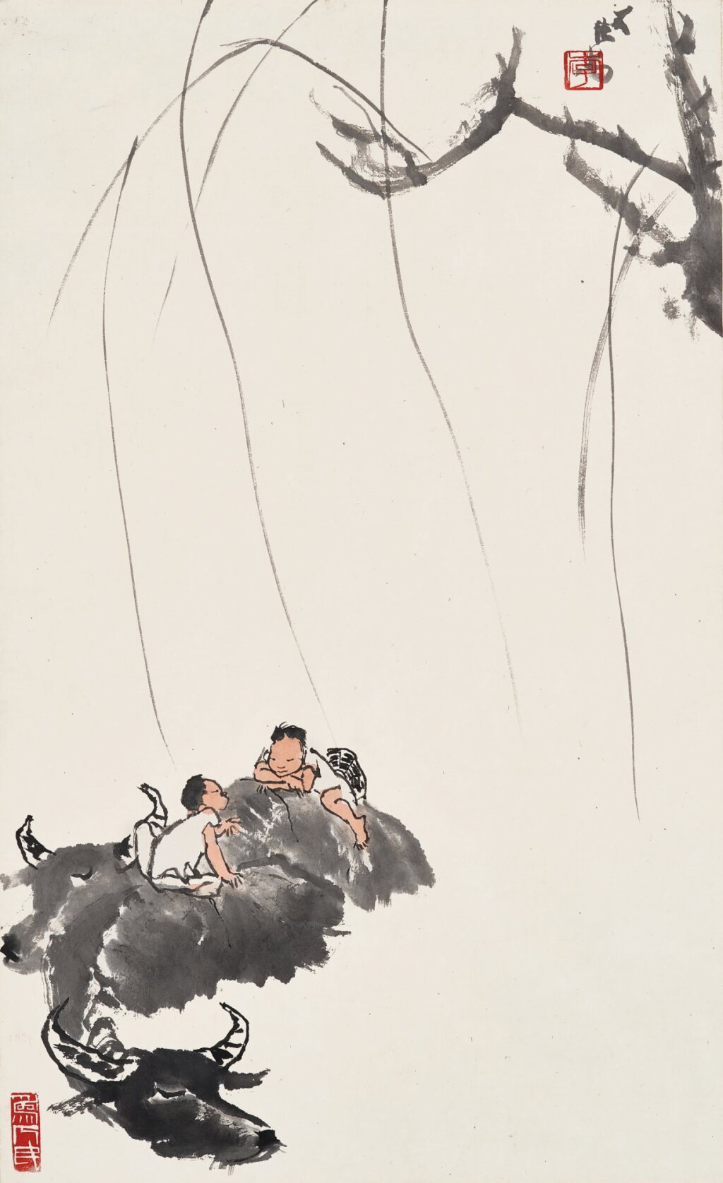 View full screen - View 1 of Lot 3187. 李可染 柳谿放牧 | Li Keran, Herdboy under the Willows.