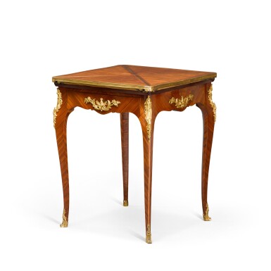 View full screen - View 1 of Lot 20. A LOUIS XV STYLE GILT-BRONZE MOUNTED KINGWOOD AND ROSEWOOD TABLE À ENVELOPE, LATE 19TH CENTURY.