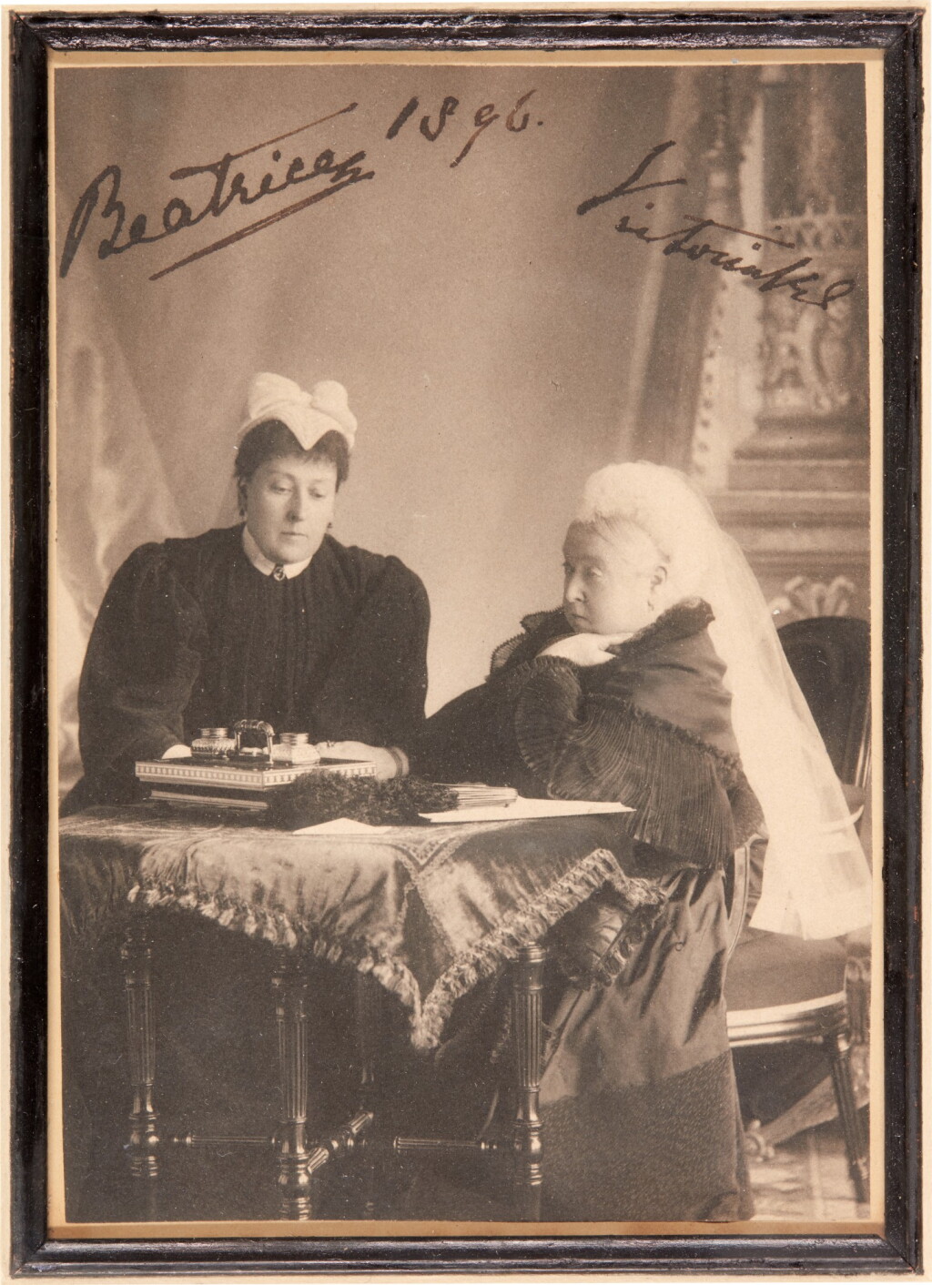 View full screen - View 1 of Lot 120. Queen Victoria | Signed photograph, also signed by Princess Beatrice, 1896.