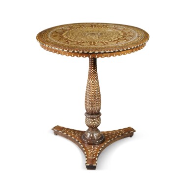 View full screen - View 1 of Lot 152. A Levantine Bone-Inlaid Walnut Guéridon, probably Syria, 19th Century.