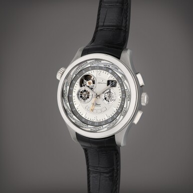 View full screen - View 1 of Lot 28. Reference 03 0520 4037 Grande Class Traveler | A stainless steel automatic chronograph world time wristwatch with date and power reserve indication, Circa 2010.