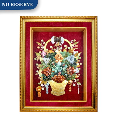 View full screen - View 1 of Lot 1211. MOTHER-OF-PEARL, SHELL, CULTURED PEARLS AND GEM SET MOSAIC PAINTING | 珍珠母貝,貝殼 配 養殖珍珠 及 寶石 挂畫.