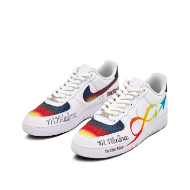 View full screen - View 1 of Lot 58. Michael Malone Denver Nuggets 2023-2024 Game Worn and Signed Custom Air Force 1s | To The Max Foundation .