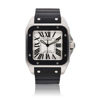 View full screen - View 1 of Lot 258. Reference 2656 Santos 100, A stainless steel wristwatch with black rubber bezel, Circa 2015.