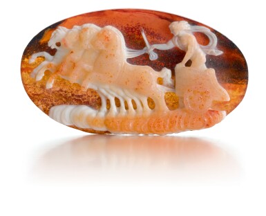 View full screen - View 1 of Lot 90. ITALIAN, PROBABLY 18TH CENTURY | CAMEO WITH APOLLO DRIVING A CHARIOT.