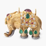 Gem-Set and Diamond 'Éléphant' Pendant
