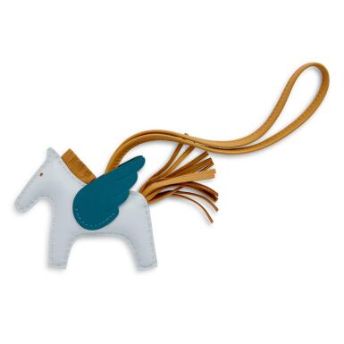 View full screen - View 1 of Lot 102. Bleu Brume, Sesame and Vert Bosphore Milo Grigri Rodeo Pegase Horse Bag Charm PM, 2021.