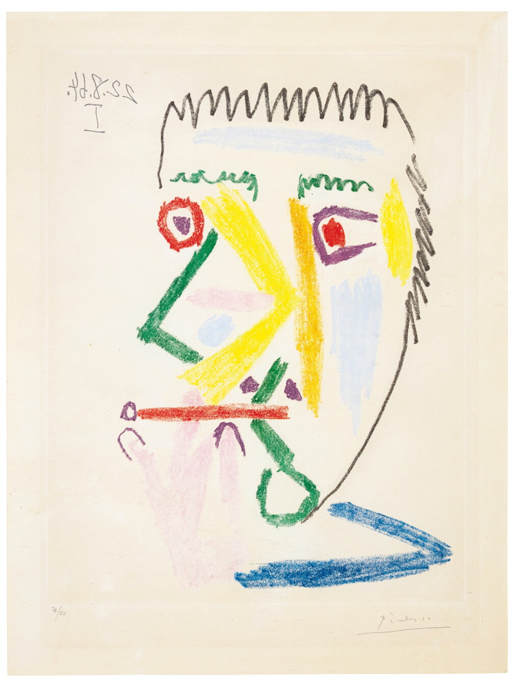 View full screen - View 1 of Lot 140. PABLO PICASSO | FUMEUR À LA CIGARETTE ROUGE (B., BA. 1167).