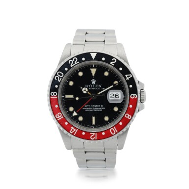 View full screen - View 1 of Lot 553. ROLEX | REFERENCE 16710 GMT-MASTER II 'COKE' A STAINLESS STEEL AUTOMATIC DUAL TIME WRISTWATCH WITH DATE AND BRACELET, CIRCA 1989.