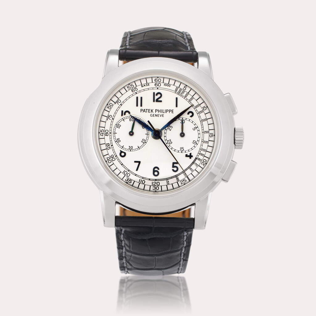 View full screen - View 1 of Lot 8. Reference 5070G-001 | A white gold chronograph wristwatch, Circa 2002.