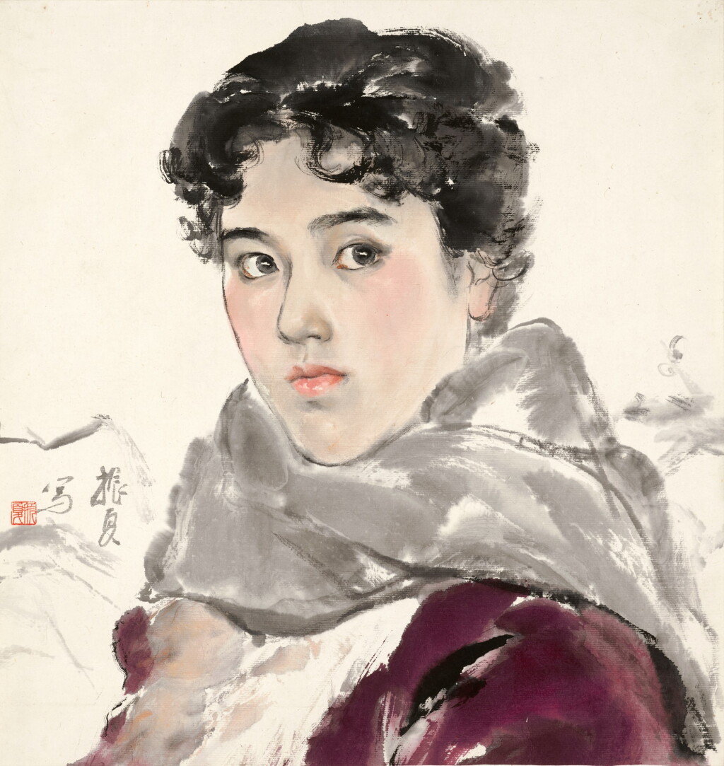 View full screen - View 1 of Lot 3193. 劉振夏 女青年頭像 | Liu Zhenxia, Portrait of a Girl.