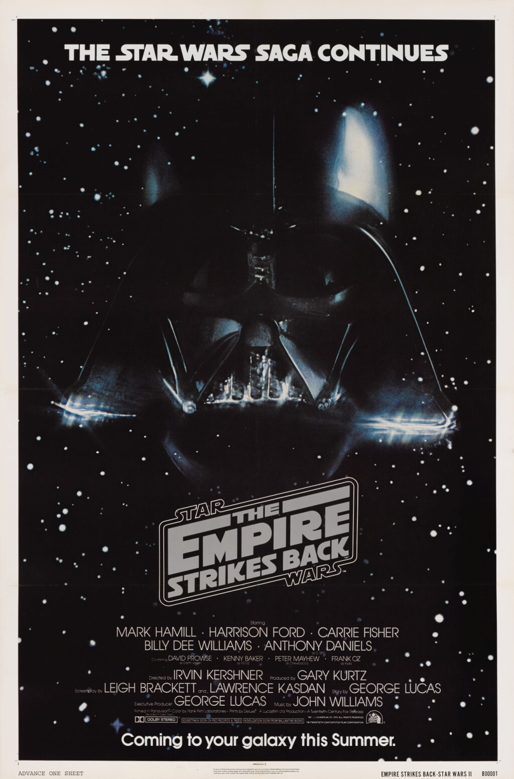 View full screen - View 1 of Lot 64. THE EMPIRE STRIKES BACK, US ADVANCE POSTER, 1980.
