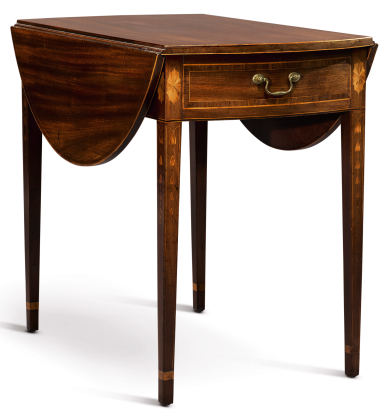 View full screen - View 1 of Lot 1051. VERY FINE FEDERAL INLAID AND FIGURED MAHOGANY PEMBROKE TABLE, NEW YORK, CIRCA 1800.
