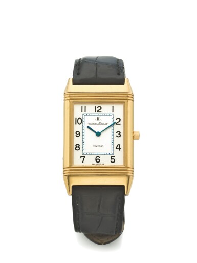 View full screen - View 1 of Lot 142. JAEGER-LECOULTRE | REF 250.1.08 REVERSO, A YELLOW GOLD RECTANGULAR REVERSIBLE WRISTWATCH CIRCA 2001.