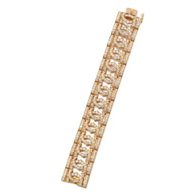 View full screen - View 1 of Lot 175. Gold and Diamond 'Double C de Cartier' Bracelet, France.