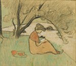 PAUL SÉRUSIER | MARGUERITE SÉRUSIER LISANT PRÈS DE LA RIVIÈRE