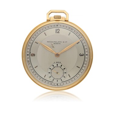 View full screen - View 1 of Lot 124. PATEK PHILIPPE | RETAILED BY J.BOIX YELLOW GOLD OPEN-FACED WATCH CIRCA 1924.
