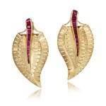 Pair of ruby brooches, circa 1940