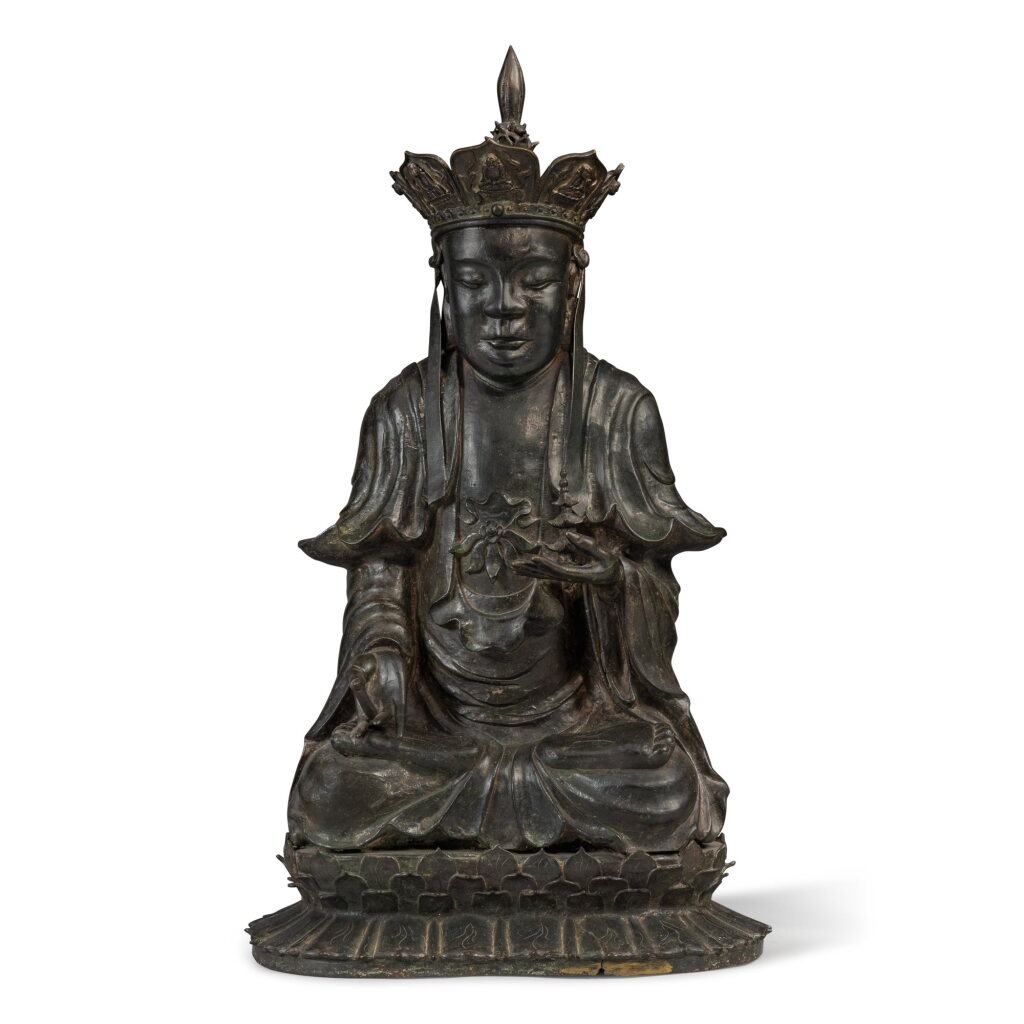 View full screen - View 1 of Lot 729. A large bronze figure of Ksitigarbha | 銅地藏菩薩坐像.